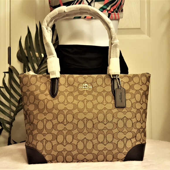 NWT COACH ZIP TOP TOTE IN SIGNATURE JACQUARD - Picture 2 of 8